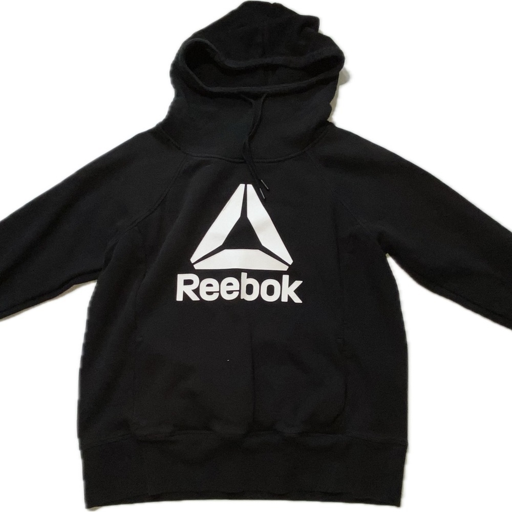 GOOD Womens L Black Cowl Neck Reebok Hoodie Sweatshirt